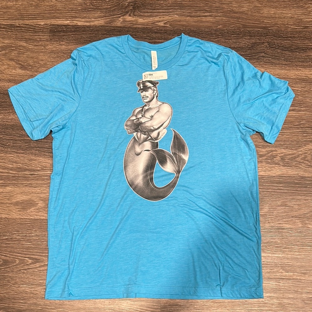 Swish Embassy Blue Short Sleeve Tee with Merman Tom of Finland Graphic
